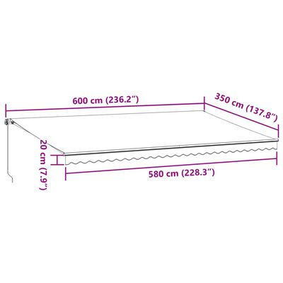 vidaXL Markise Manuell mit LED Braun 600x350 cm