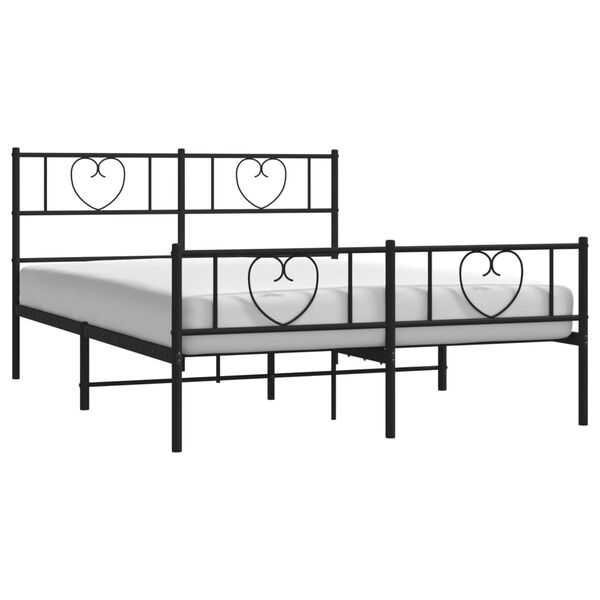 vidaXL Bettgestell mit Kopf- und Fu&szlig;teil Metall Schwarz 120x190 cm