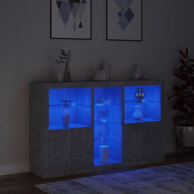 vidaXL Sideboard mit LED-Leuchten Betongrau 162x37x100 cm