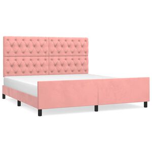 vidaXL Bettgestell mit Kopfteil Rosa 160x200 cm Samt