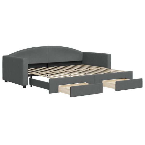 vidaXL Tagesbett Ausziehbar mit Schubladen Dunkelgrau 90x200 cm Stoff