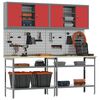vidaXL Werkbank-Set mit Regal 8 pcs Rot Pulverbeschichteter Stahl