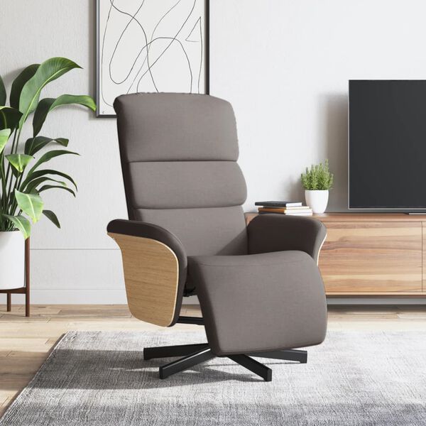 vidaXL Relaxsessel mit Fu&szlig;teil Taupe Stoff