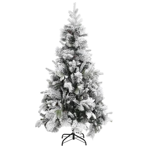 vidaXL Weihnachtsbaum mit Zapfen Beschneit 225 cm PVC & PE