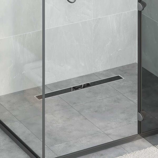 vidaXL Duschabfluss mit Glash&uuml;lle und 360&deg; Siphon Schwarz 70 cm