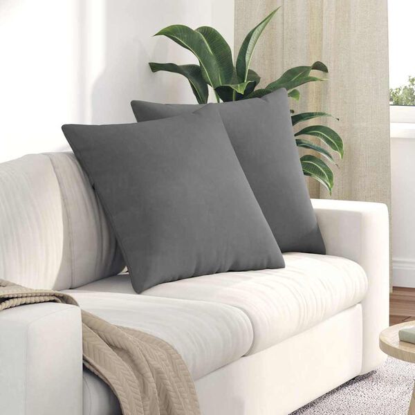 vidaXL Sofakissen 2 St&uuml;ck Dunkelgrau 80 x 80 cm Stoff