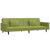 vidaXL Schlafsofa 2-Sitzer mit 2 Kissen & Hocker Hellgr&uuml;n Samt