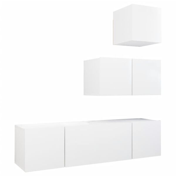 vidaXL 4-tlg. TV-Schrank-Set Wei&szlig; Holzwerkstoff