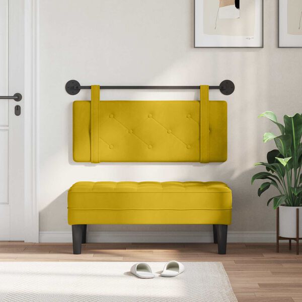 vidaXL H&auml;ngevorderseite Wandmontiert Gelb 110 x 55 x 5 cm Samt