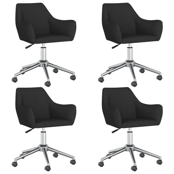 vidaXL Esszimmerst&uuml;hle 4 Stk. Drehbar Schwarz Stoff