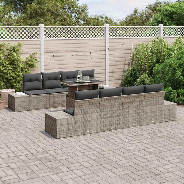 vidaXL Garten-Sofa-Set mit Kissen 7 pcs Grau
