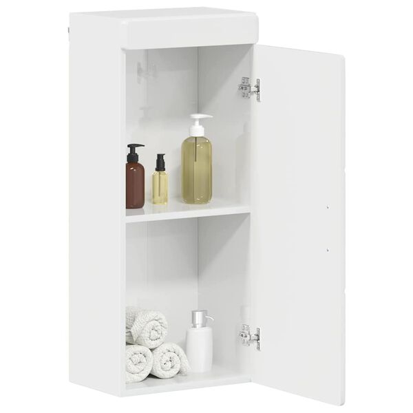 vidaXL Badezimmer-Wandschrank TULUM Hochglanz Wei&szlig; 37 x 24,5 x 86 cm