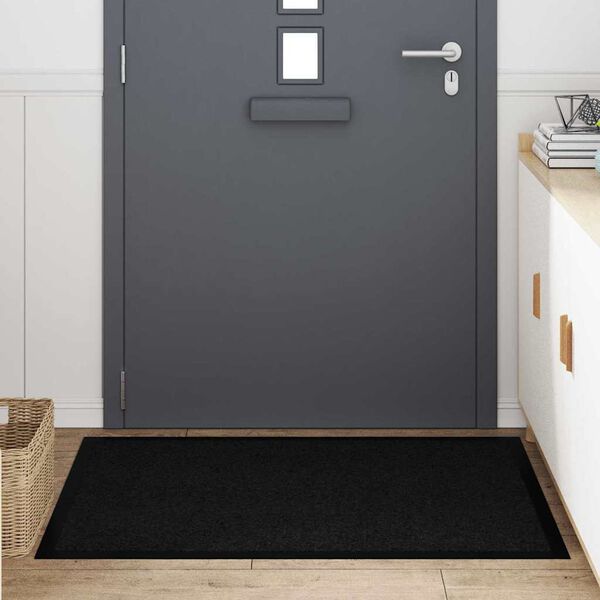 vidaXL Fu&szlig;matte Schwarz 120 x 80 x 1,2 cm Teddystoff