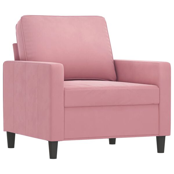 vidaXL 3-tlg. Sofagarnitur mit Kissen Rosa Samt