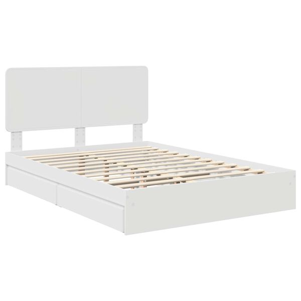 vidaXL Aufbewahrungsbett mit Kopfteil Wei&szlig; 150 x 200 cm Holzwerkstoff