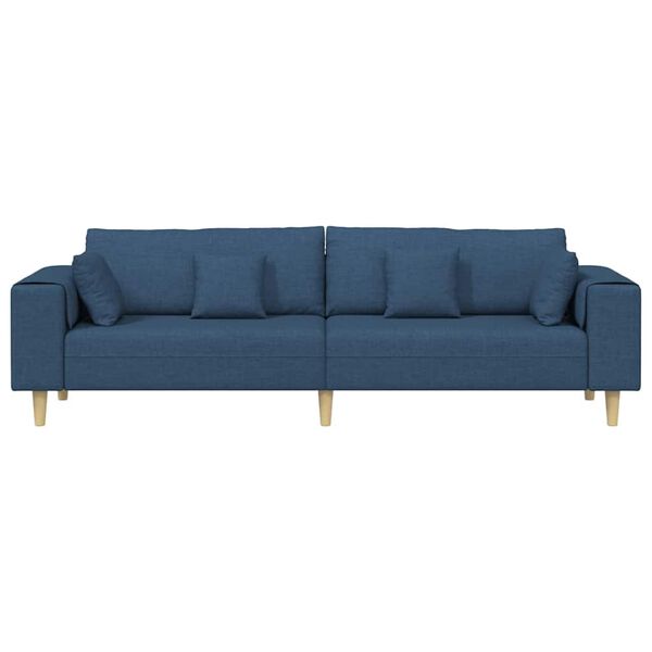vidaXL Sofa mit Kissen Blau 250 x 77 x 76 cm Stoff