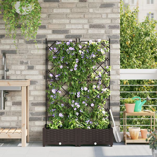 vidaXL Garten-Pflanzgef&auml;&szlig; 2 pcs Braun 80 x 40 x 125,5 cm Stahl