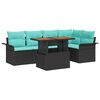 vidaXL Gartensofa-set mit Kissen 6 pcs Schwarz und Blau Poly-Rattan