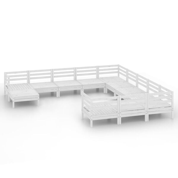 vidaXL 12-tlg. Garten-Lounge-Set Wei&szlig; Massivholz Kiefer