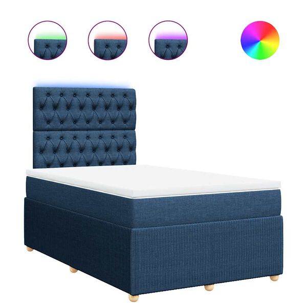 vidaXL Boxspringbett mit Matratze Blau 120x200 cm Stoff