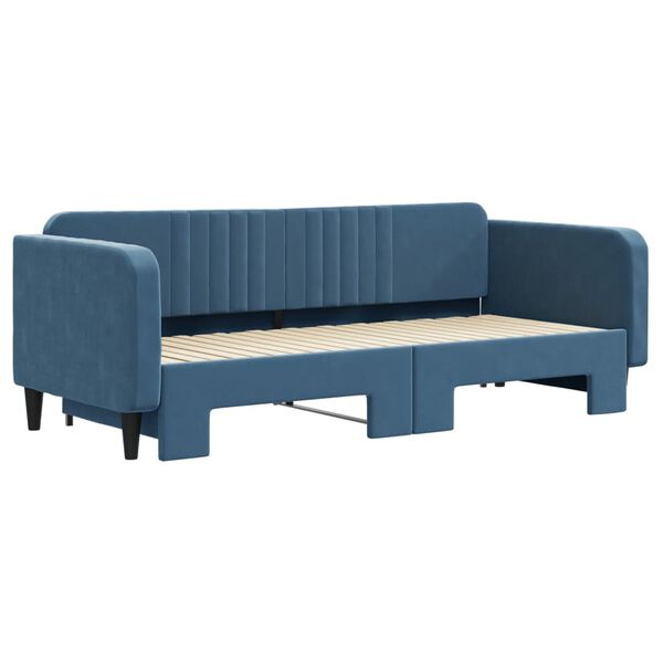 vidaXL Tagesbett Ausziehbar Blau 90x200 cm Samt