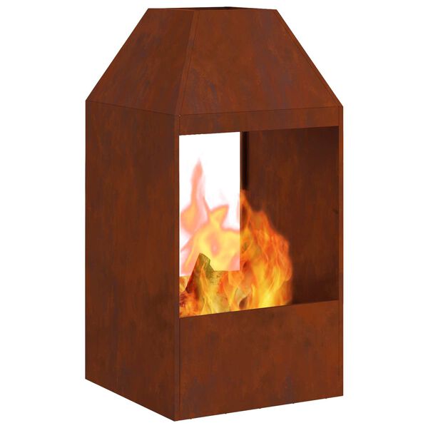 vidaXL Feuerstelle Braun 50 x 50 x 100 cm Wetterfeststahl