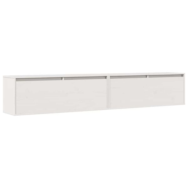 vidaXL Wandschr&auml;nke 2 Stk. Wei&szlig; 100x30x35 cm Massivholz Kiefer