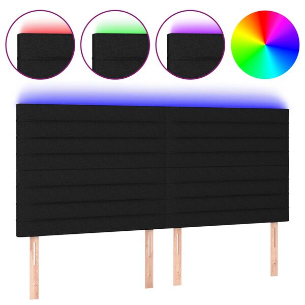 vidaXL LED Kopfteil Schwarz 180x5x118/128 cm Stoff