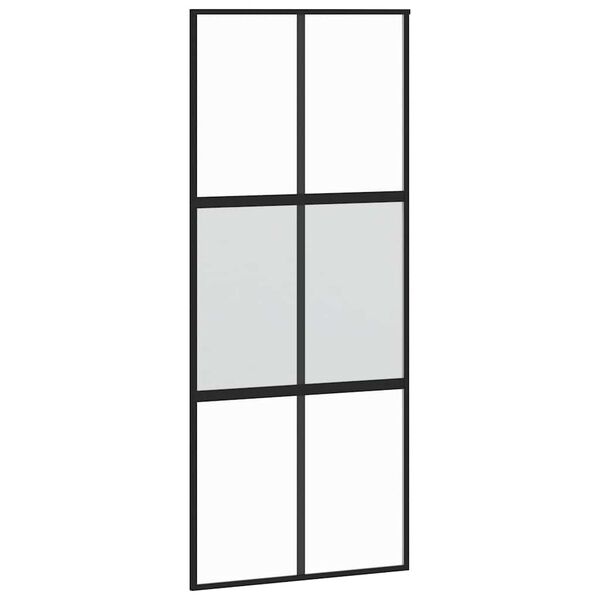 vidaXL Schiebet&uuml;r Schwarz 90x205 cm Hartglas und Aluminium