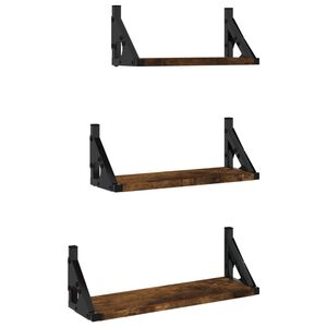 vidaXL 3-tlg. Wandregal-Set R&auml;uchereiche Holzwerkstoff