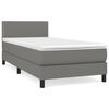 vidaXL Boxspringbett mit Matratze Dunkelgrau 90x190 cm Stoff