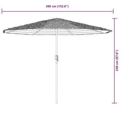 vidaXL Sonnenschirm mit Stahlmast Blau 388x388x248 cm