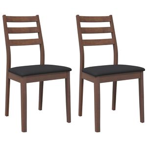 vidaXL Esszimmerst&uuml;hle mit Kissen 2 Stk. Braun Massivholz Gummibaum
