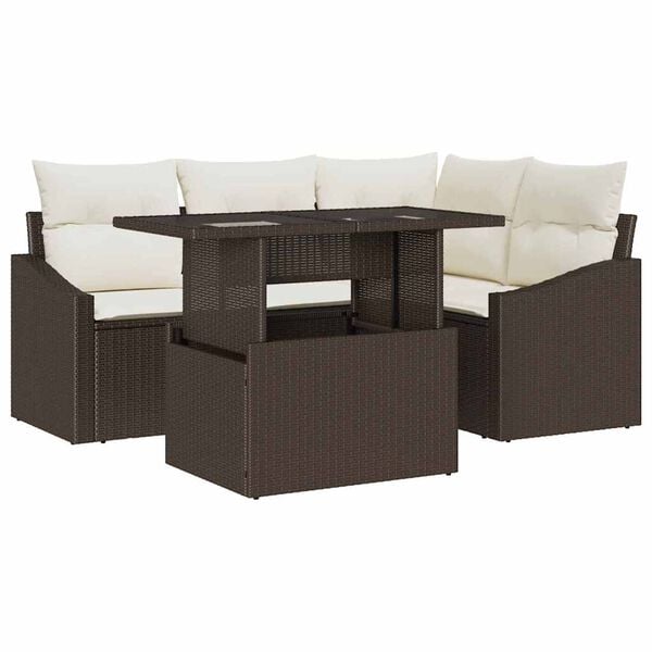 vidaXL Garten-Sofa-Set 5 pcs Braun und Creme 100 x 55 x 73 cm