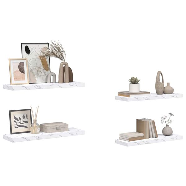 vidaXL Wandregal 4 pcs Wei&szlig; Marmor 80 x 23,5 x 4 cm Holzwerkstoff