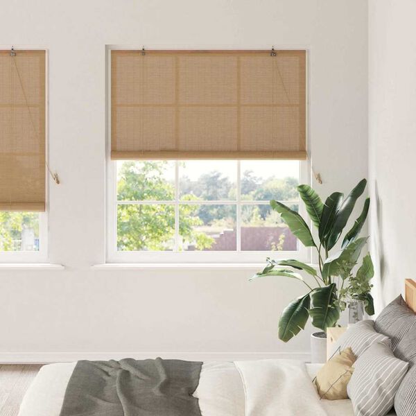 vidaXL Rollo mit Vorh&auml;ngen Braun 150 x 220 cm Bambus