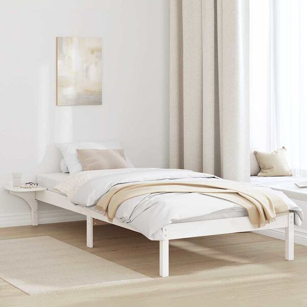 vidaXL Bettrahmen Wei&szlig; 100 x 200 cm Massives Kiefernholz