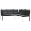 vidaXL Gartensofa in L-Form mit Kissen Schwarz Stahl und Textilene
