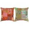 vidaXL Patchwork-Kissen 2 Stk. Handgefertigt 45 x 45 cm Orange/Gr&uuml;n