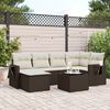 vidaXL 7-tlg. Garten-Sofagarnitur mit Kissen Braun Poly Rattan