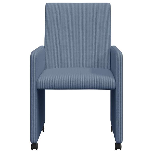 vidaXL Esszimmerst&uuml;hle mit Rollen 2 pcs Blau 57 x 66 x 94 cm Cordstoff
