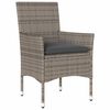 vidaXL 7-tlg. Garten-Essgruppe mit Kissen Grau Poly Rattan und Glas