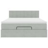 vidaXL Ottoman-Bett mit Matratze & LEDs Hellgrau 140x200 cm Samt