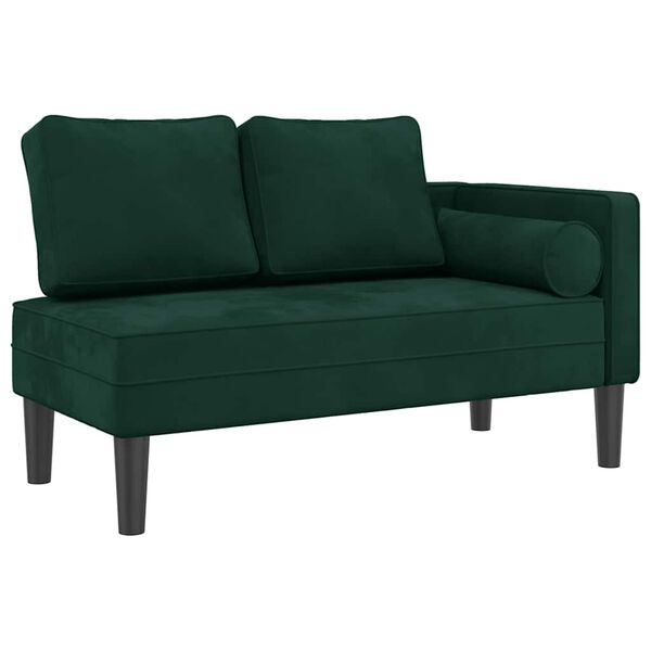 vidaXL Chaiselongue mit Kissen Dunkelgr&uuml;n Samt