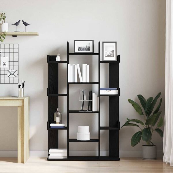 vidaXL B&uuml;cherregal Schwarz Eichen-Optik 86 x 25,5 x 140 cm