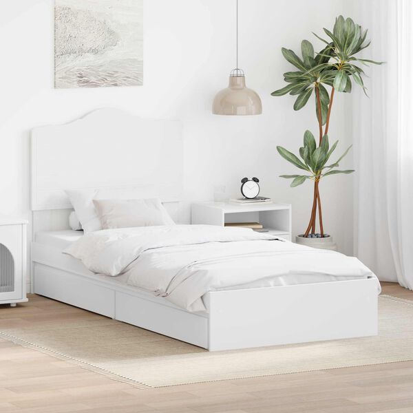 vidaXL Aufbewahrungsbett mit Kopfteil Wei&szlig; 75 x 190 cm Holzwerkstoff