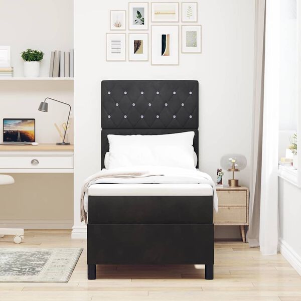 vidaXL Boxspringbett mit Matratze Schwarz 80 x 200 cm Stoff