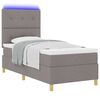 vidaXL LED Boxspringbett mit Matratze Taupe 90 x 200 cm Stoff