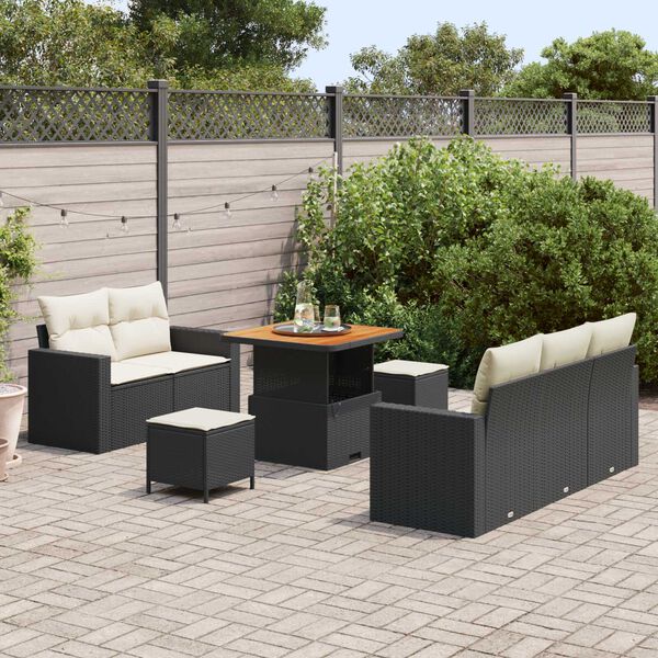 vidaXL Garten-Sofa-Set 8 pcs Schwarz Poly-Rattan
