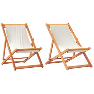vidaXL Klappst&uuml;hle, 2 St&uuml;ck, cremewei&szlig;er Stoff